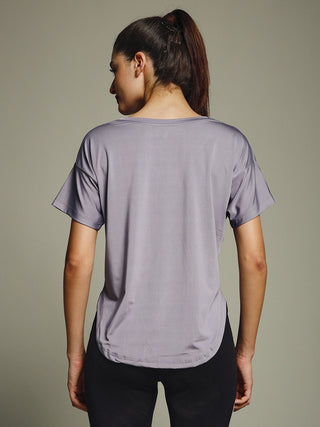 MKH Women Lavender Daily Wear Elevated Essentials Typography Printed Relaxed Fit T-Shirt