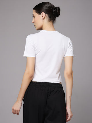 MKH Women White Quick Dry Activewear T-Shirt`