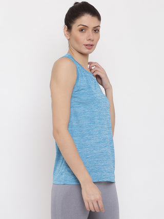 MKH Women Blue Breathable Training Wear T-Shirt for Gym Sessions