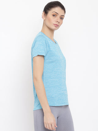 MKH Women Sea Green Soft Fabric Activity T-Shirt for Gym Training