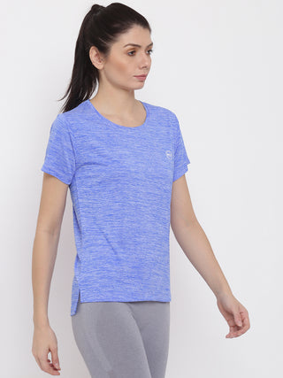 MKH Women Blue Lightweight Running Wear T-Shirt for Outdoor Fitness