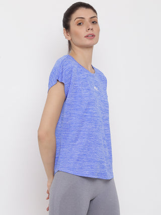 MKH Women Blue Lightweight Workout Wear T-Shirt for Fitness Training