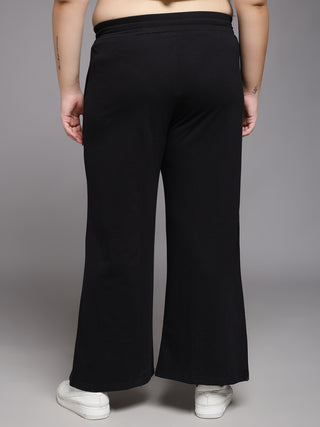 MKH Women Plus Size Black Casual Track Pants