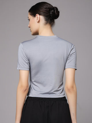 MKH Women Light Grey Stylish Workout & Gym T-Shirt