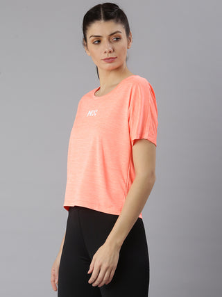 MKH Women Orange Soft Comfort Training T-Shirt for Fitness Routine