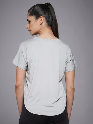 MKH Women Grey Daily Wear Modern Typography Graphic T-Shirt