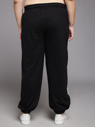 MKH Women Plus Size Black Sportswear Wide Leg Pants