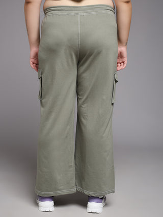 MKH Women Plus Size Green Comfortable Track Pants