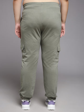 MKH Women Plus Size Green Fitness Track Pants