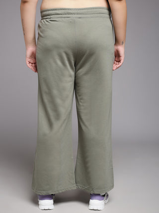 MKH Women Plus Size Green Athleisure Track Pants