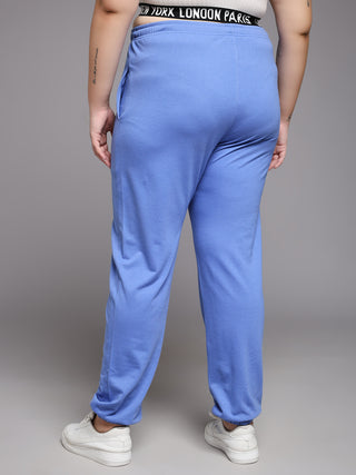 MKH Women Plus Size Blue Gym Track Pants