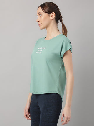 MKH Women Sea Green CoolActive Outdoor Running T-Shirt