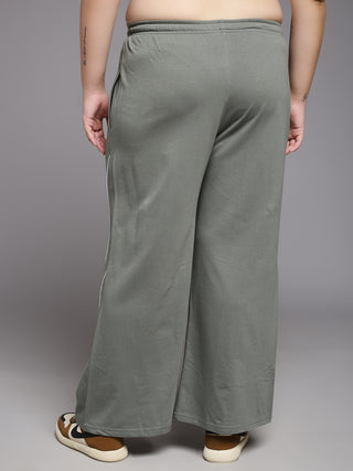 MKH Women Plus Size Olive Wide Leg Lounge Pants