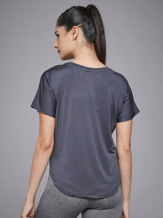 MKH Women Dark Grey Signature Everyday Comfort Printed T-Shirt