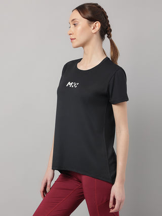 MKH Women Black Lightweight Stretch T-Shirt for Yoga and Training