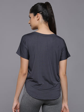 MKH Women Grey Contemporary Statement Typography Casual T-Shirt