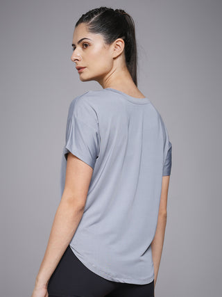 MKH Women Grey Signature Contemporary Printed T-Shirt