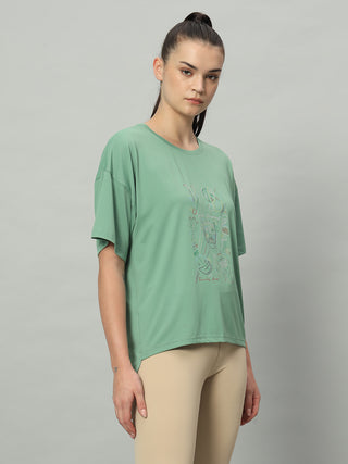 MKH Women Green Lightweight Fitness T-Shirt for Running and Daily Activity
