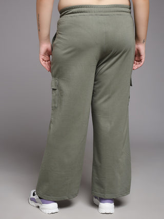 MKH Women Plus Size Green Drawstring Track Pants