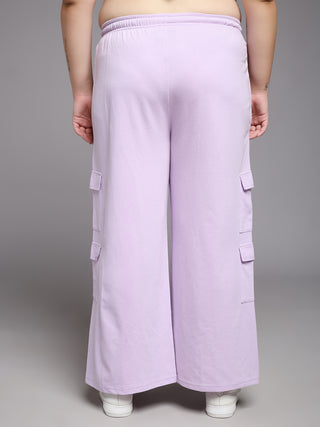 MKH Women Plus Size Purple High Waist Lounge Pants