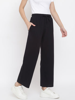 MKH Women Black Mid-Rise Regular Fit Track Pants