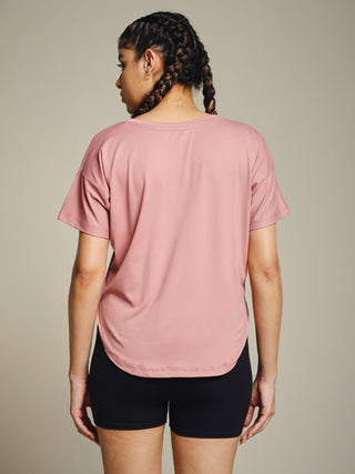 MKH Women Pink Modern Typography Printed Round Neck Relaxed Fit T-Shirt
