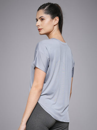MKH Women Grey Statement Graphic Printed Casual T-Shirt