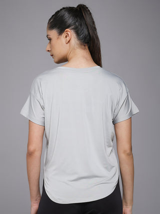 MKH Women Grey Lifestyle Urban Casual Printed T-Shirt