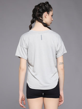 MKH Women Grey Breathable Gym Workout T-Shirt for Daily Activity