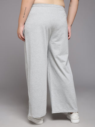 MKH Women Plus Size Grey Wide Leg Workout Pants