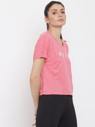 MKH Women Pink Soft Comfort Workout T-Shirt for Fitness Training