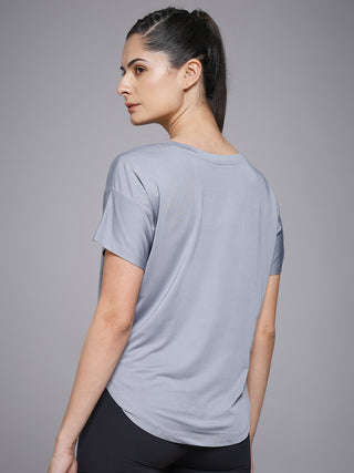 MKH Women Grey Relaxed Statement Typography Casual T-Shirt