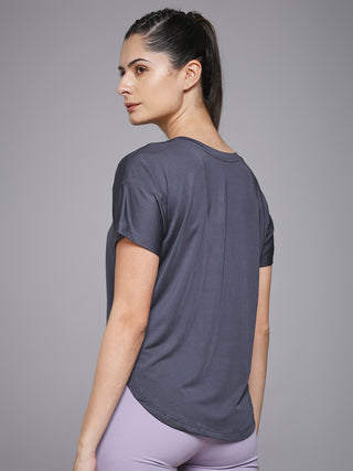 MKH Dark Grey Women FlexCore Active Gym T-Shirt