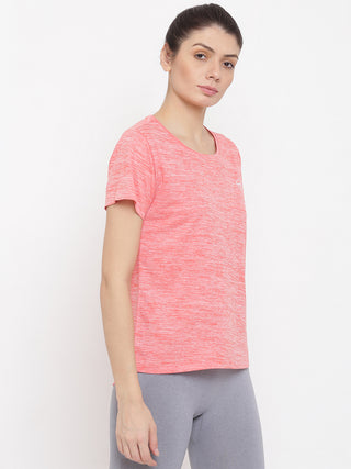 MKH Women Red Lightweight Training Wear T-Shirt for Outdoor Activity