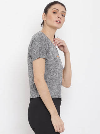 MKH Women Black Activewear Training T-Shirt for Running and Fitness