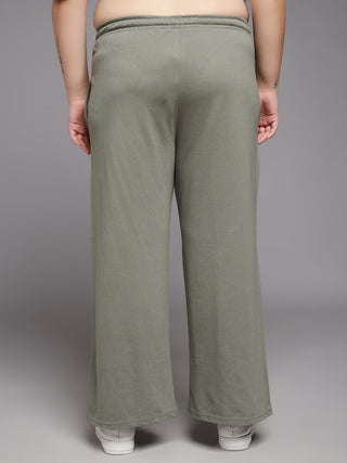 MKH Women Plus Size Green Lounge Track Pants