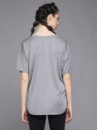 MKH Women Grey Lightweight Workout T-Shirt for Outdoor Fitness