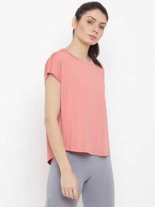 CLASSIC WOMEN PINK DRI-FIT RELAXED FIT SOLID T-SHIRT