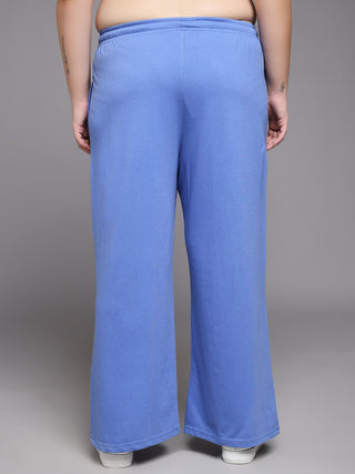 MKH Women Plus Size Blue Gym & Training Track Pants