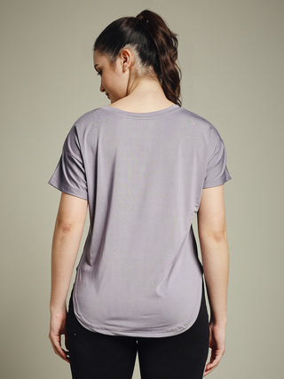 MKH Women Lavender Trendy Graphic Printed Casual T-Shirt