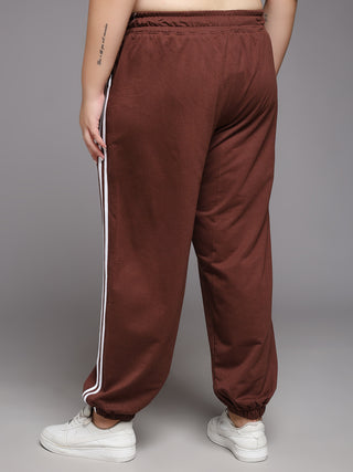 MKH Women Plus Size Brown Yoga Track Pants