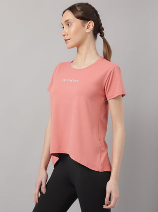 MKH Women Pink Breathable Gym Training T-Shirt for Outdoor Use