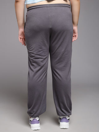 MKH Women Plus Size Grey Flared Track Pants
