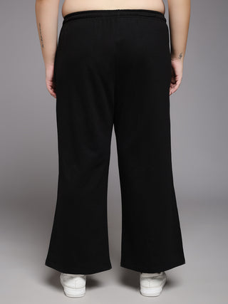 MKH Women Plus Size Black Stretchable Track Pants