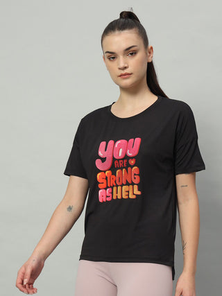 MKH Women Black Performance Gym T-Shirt for Running and Activity