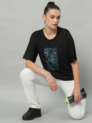 MKH Women Black Comfortable Fitness T-Shirt for Outdoor Training