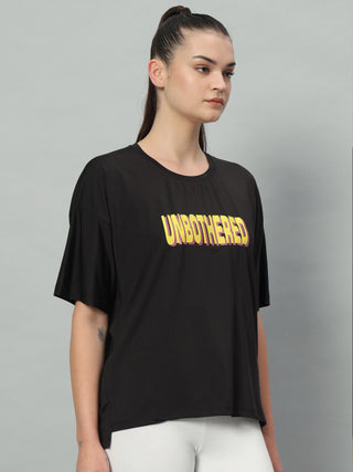 MKH Women Black Stretchable Gym T-Shirt for Training and Activity