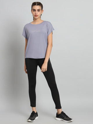 MKH Women Lavender Round Neck Sports T-Shirt