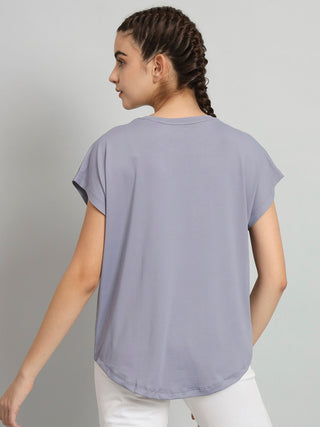 MKH Women Lavender Stretchable Gym Wear T-Shirt