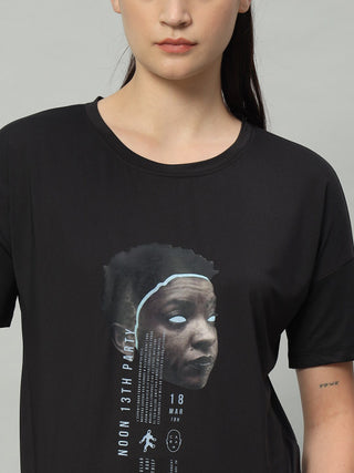 MKH Women Black Breathable Gym Activity T-Shirt for Daily Wear